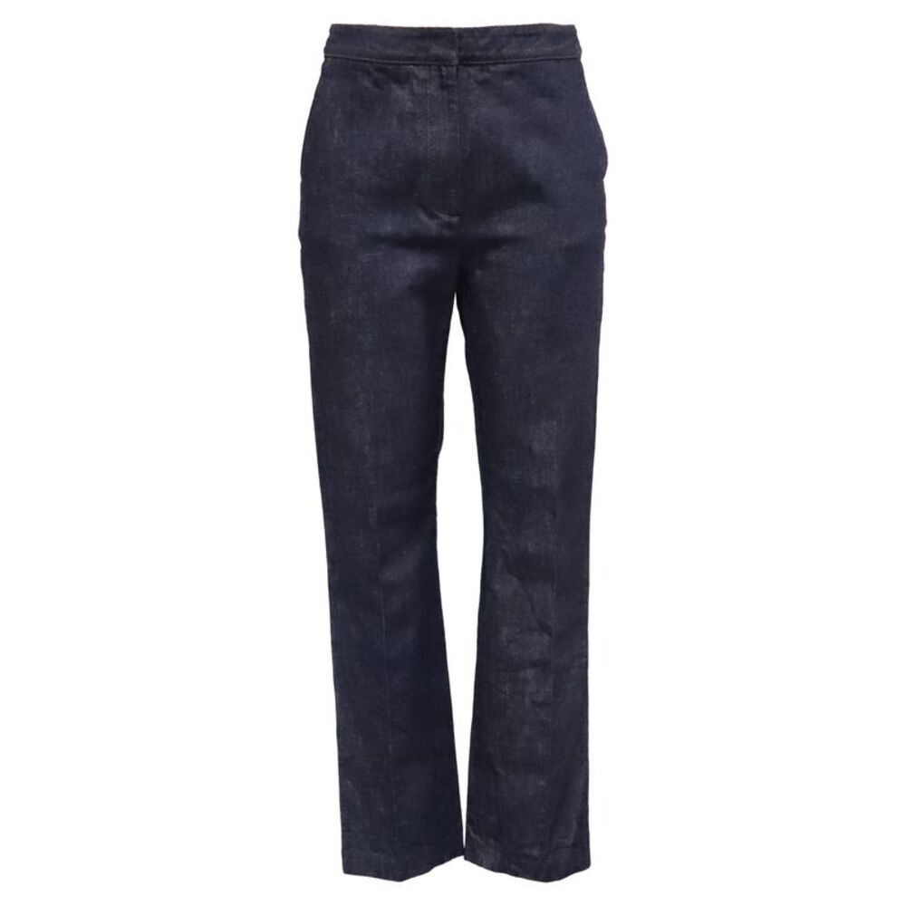 Burberry Straight Leg Denim Pants in Navy Blue Cotton